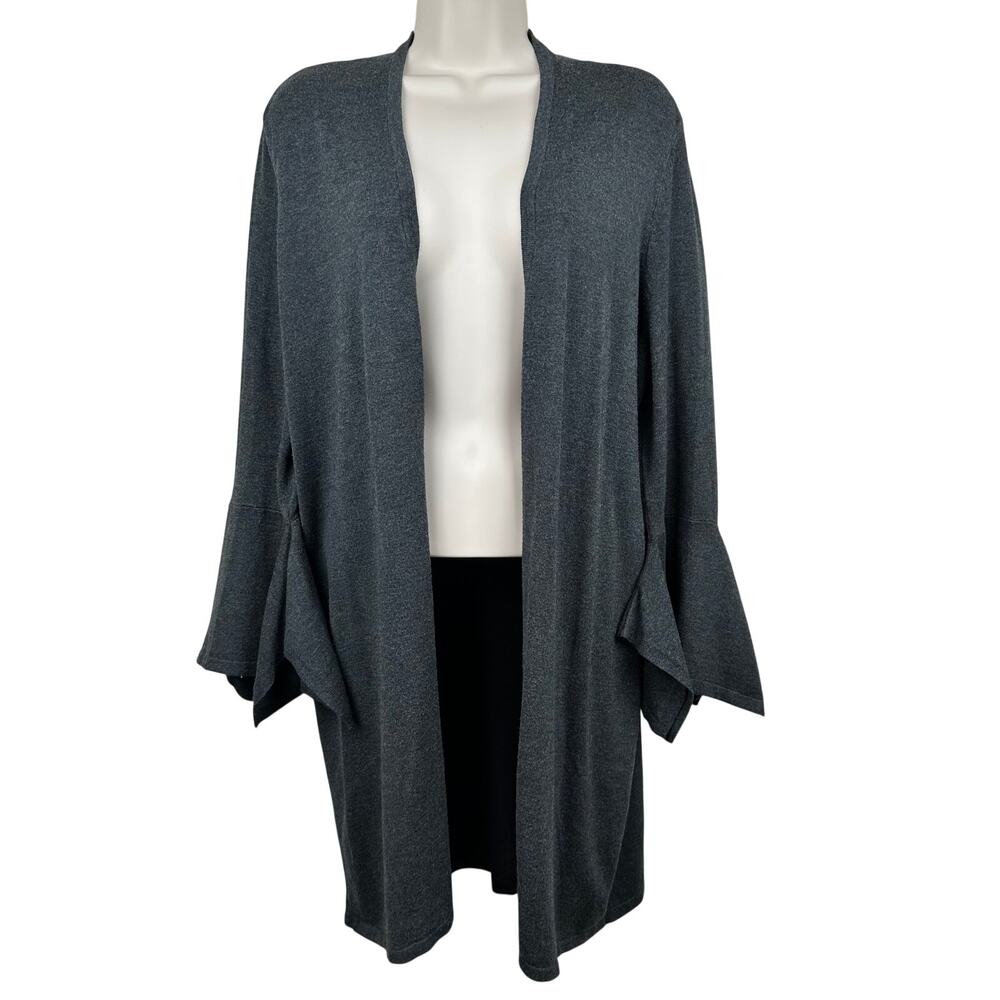 Chico's Open Front Cardigan Sweater Bell Sleeve Gray Chico 1 US Med Minimalist